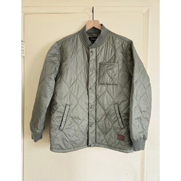Brixton Other - Brixton Men’s Large Quilted Bomber Puffer Jacket Olive Green Full Zip Spring